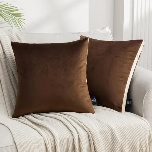 Miniatura 11 de Phantoscope Paquete de 2 fundas de almohada decorativas de terciopelo, diseño de borla de doble cara, fundas de cojín cuadradas de terciopelo