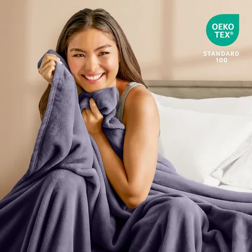 Miniatura 4 de Bare Home Manta de Vellón - Manta/Viaje - Ultra-Suave y Liviana para Cama, Sofá y Sillón - Microfelpa de Lujo - Manta Cálida y Acogedora 17 - Morado