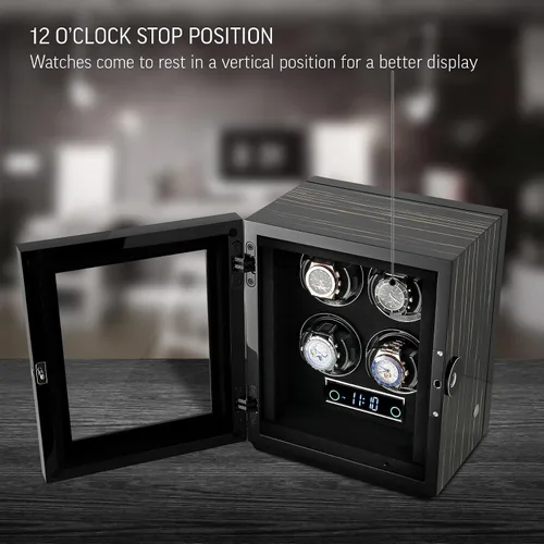 Miniatura 2 de Enrollador de reloj para 4 relojes con bloqueo de huella dactilar, retroiluminación interior y control remoto