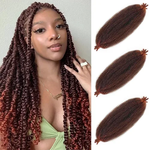 Miniatura 43 de Cabello afro trenzado elástico de 24 pulgadas 3 paquetes Cabello afro trenzado elástico Cabello afro para trenzado en crochet (24 pulgadas