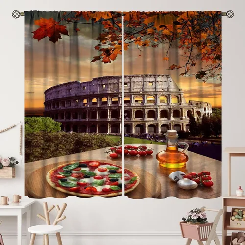 Miniatura 18 de Cortinas italianas, patio antiguo, sillas de café de Italia, casas históricas en la calle, sala de estar, dormitorio, cortinas opacas con bolsillo