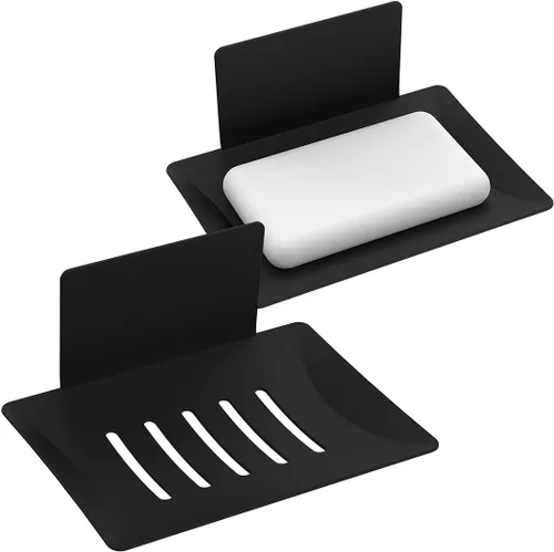 Miniatura 10 de Jaboneras para baño, soporte para jabón de barra con bandeja autodrenante, bandeja de jabón para pared de ducha, recipiente de jabón autoadhesivo