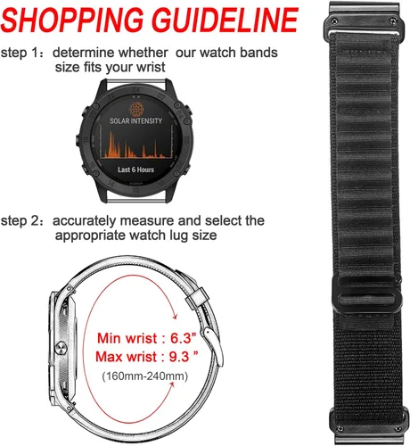 Miniatura 6 de Compatible con Garmin, correa deportiva de nailon tejido resistente con gancho en G para fēnix/Forerunner/Vivoactive/Approach/MARQ/quatix/D2 Series