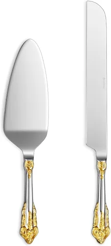 Miniatura 10 de KEAWELL Magnífico juego de cuchillos y servidor para pastel de boda, acero inoxidable 18/10, juego de corte de pastel de lujo fino (dorado)
