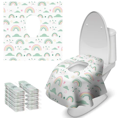 Blissful Diary 20 fundas de asiento de inodoro desechables para niños pequeños y adultos, extra grandes, impermeables, paquete portátil para viajes,