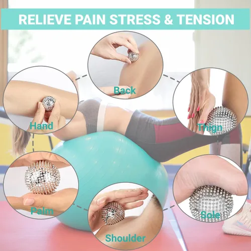 Miniatura 3 de Bola de masaje puntiaguda, bolas magnéticas, bola de masaje de mano, bola plateada, 1 par, bola de acupuntura de mano para adultos y niños, bolas