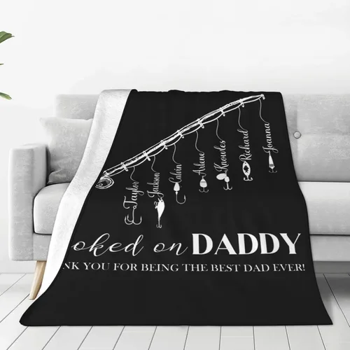 Manta personalizada para papá con nombres de niños de 1 a 10 años, manta con texto en inglés "Thank You for Being The Best Dad Ever", para el Día