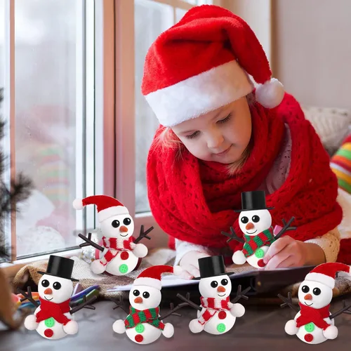 Miniatura 5 de Paquete de 10 Rellenos de Medias para Niños, Manualidades Navideñas para Niños a Granel, Kit de Manualidades de Muñeco de Nieve Arcilla Modeladora