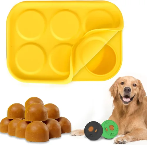 BABORUI Moldes de silicona para golosinas de perro de 6 cavidades con tapa para Woof Pupsicle XLarge de hasta 75 libras, aptos para lavavajillas,