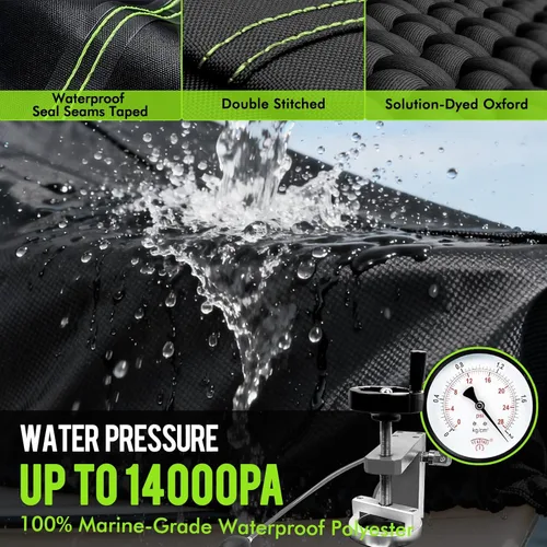 Miniatura 2 de Funda impermeable 1200D para lancha con cubierta de motor, lona marina teñida en solución, cubierta de lancha remolcable de 17 a 19 pies para 17
