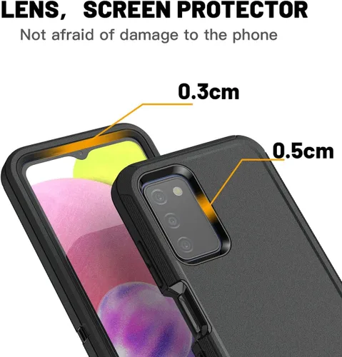 Miniatura 5 de AICase Funda para Galaxy A03S, resistente protección contra caídas, cuerpo completo, resistente a prueba de golpes y polvo, 3 capas, protección Negro