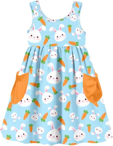 Miniatura 22 de Vieille Vestido sin mangas para niñas pequeñas, lindo vestido de verano con bolsillo, 2-7 años