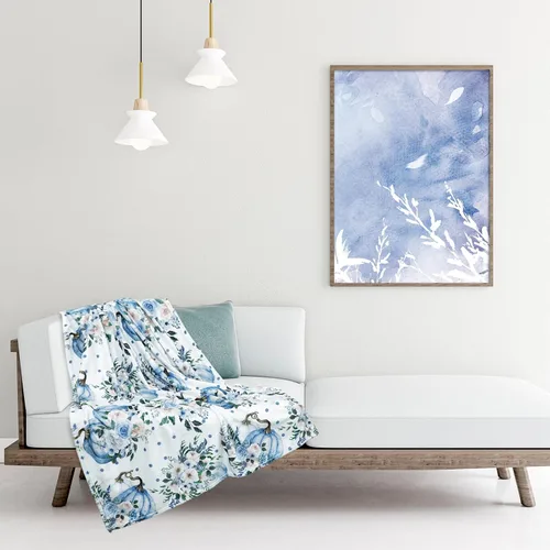 Miniatura 5 de JarThenaAMCS Manta mullida de otoño con flores azules, de calabaza, manta de franela suave y acogedora para otoño, Acción de Gracias, hogar, cama