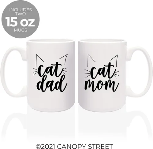 Miniatura 3 de Canopy Street Taza de cerámica blanca de 15 onzas con temática de gato para mamá, adorable diseño de orejas de bigote de gato, taza de café