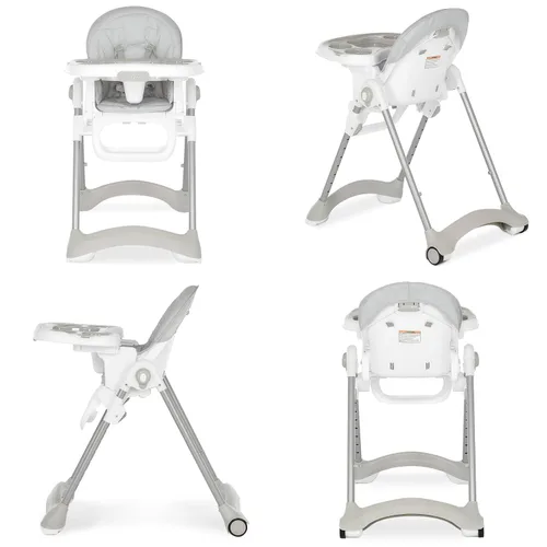 Miniatura 2 de Dream On Me Solid Times - Silla alta para bebés y niños pequeños en gris, múltiples posiciones de reclinación y altura, silla alta ligera y portátil