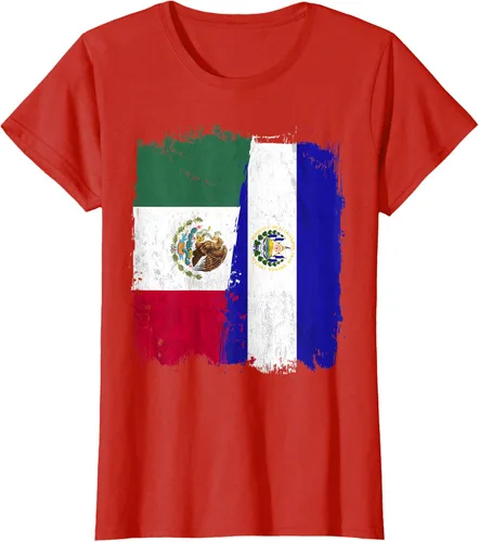 Miniatura 77 de Camiseta con la bandera mexicana de El Salvador con la mitad de la bandera mexicana de El Salvador