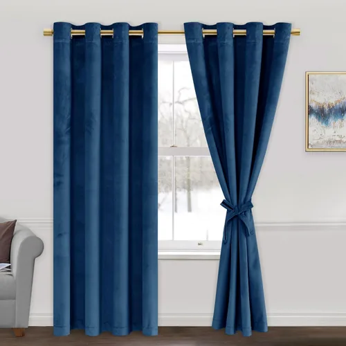 Miniatura 164 de JIUZHEN - Cortinas de terciopelo gris de 63 pulgadas opacas para sala de estar - Cortinas gruesas de terciopelo con ojales para ventana