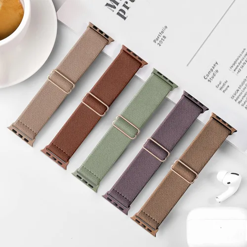 Miniatura 4 de 5 Pack de bandas elásticas de nylon compatibles con Apple Watch de 40 mm, 41 mm, 42 mm, 44 mm, 45 mm, 46 mm, 49 mm, 38 mm para mujeres y hombres