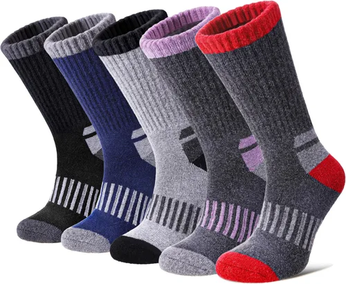 Miniatura 13 de Yebing Calcetines de senderismo de lana merina para mujer, térmicos, cálidos, para botas de invierno, con cojines, acogedores y gruesos