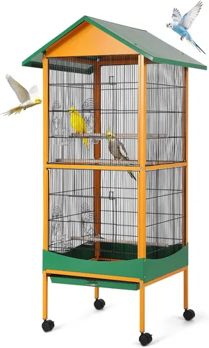 Miniatura 10 de Garvee Jaula para pájaros, jaula para pájaros extra grande de 66 pulgadas de alto, con bandeja extraíble, techo impermeable, fácil de limpiar