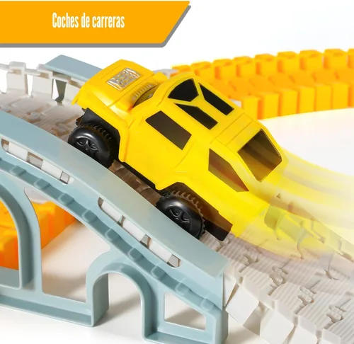 Miniatura 2 de 260 PIEZAS Pistas de Carreras de Construcción para Juguetes de Niños, 2 Autos de Carreras, 4 Autos de Construcción, 1 Mapa y Conjunto de Pistas