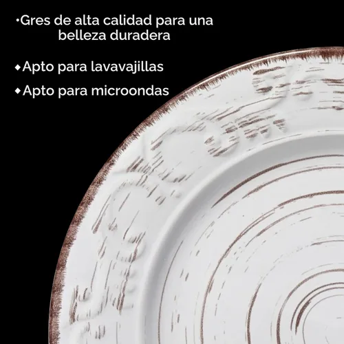 Miniatura 5 de Pfaltzgraff Trellis White - Juego de vajilla de gres de 16 piezas, servicio para 4, acabado blanco desgastado, platos y cuencos seguros para Blanco