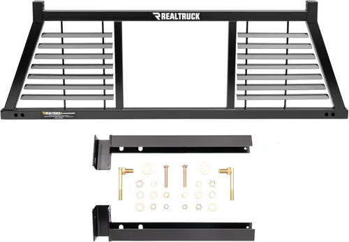 RealTruck Backrack Marco de Estante Semi-Persianas + Kit de Hardware para uso con Caja de Herramientas de 21", Combo | Sin Perforación, Negro |