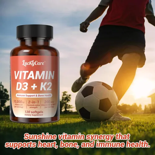 Miniatura 5 de Vitamina D3 K2 10000 UI Plus K2 (MK-7) 200 mcg, 240 cápsulas blandas de aceite de coco Complejo VIT D & K 2 en 1 Apoya la absorción de calcio