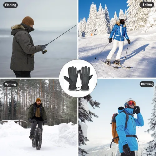 Miniatura 7 de Guantes de esquí impermeables de invierno para hombres y mujeres, resistentes al viento, para pantalla táctil, guantes de nieve, clima frío y cálido