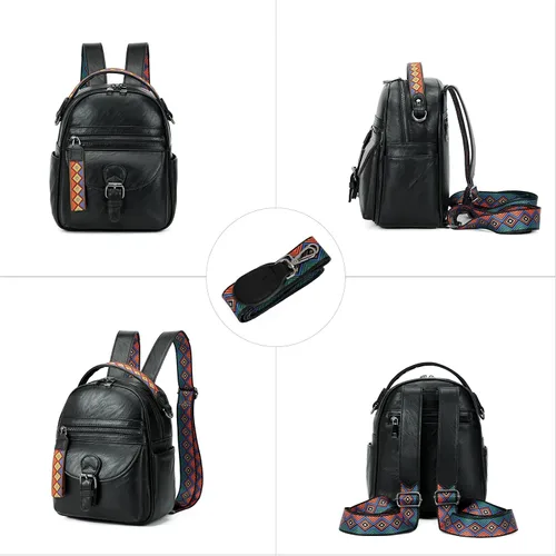 Miniatura 4 de KL928 Mochila pequeña para mujer, mochila de hombro a la moda, Negro -, Mochilas Daypack