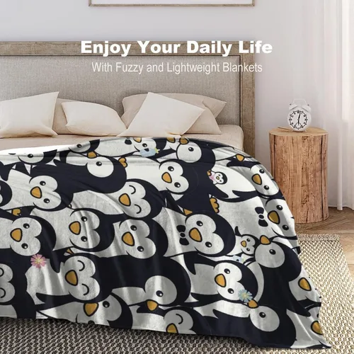 Miniatura 6 de Manta de pingüino para regalo, 40 x 30 pulgadas, bonita manta para niños, niñas y niños, manta negra suave y mullida para regazo y silla