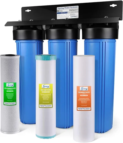 Miniatura 2 de iSpring Sistema de filtro de agua para toda la casa con sedimento, KDF y carbono, 3 etapas, reducción de metales pesados, modelo: WGB32B-KS