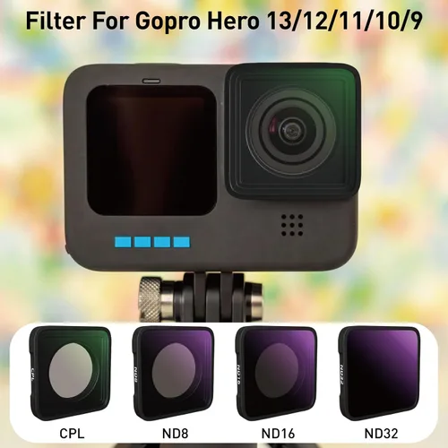 Miniatura 2 de Paquete de 4 filtros ND ND8 ND16 ND32 CPL para GoPro Hero 13, Hero12, Hero11, Hero10, Hero 9 negro, HD de vidrio óptico de densidad neutra