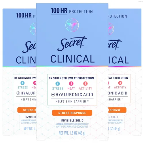 Miniatura 14 de Secret Clinical Strength - Desodorante antitranspirante para mujer, protección contra el estrés 3X, protección contra el sudor y el olor 72 horas