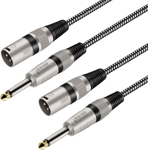Miniatura 7 de XLR macho a cable TS de 1/4 pulgada de 3 pies, cable de micrófono de interconexión desequilibrado de 6,35 mm de un cuarto de pulgada, conductores