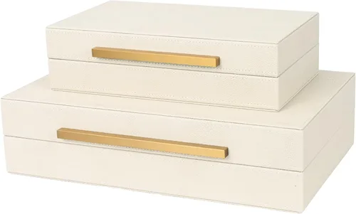 Miniatura 14 de Caja Negra Shagreen de Cuero Sintético, Juego de 3 Piezas Cajas Decorativas de Almacenamiento, Cajas Decorativas Modernas Apilables con Tapas