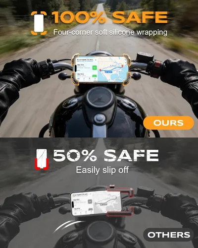 Miniatura 7 de Zewdov 2026 - Soporte de teléfono para motocicleta con abrazadera de instalación rápida, agarre fuerte y soporte de teléfono de bicicleta anticaídas