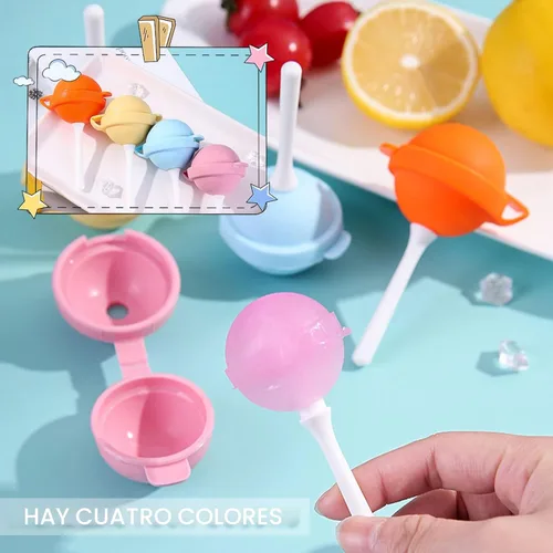 Miniatura 3 de Paquete de 4 moldes de silicona para paletas de paletas, moldes de helado reutilizables sin BPA con palos, para congelar caseros para niños y niños