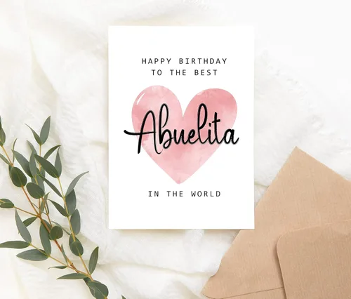 Miniatura 2 de Tarjeta de feliz cumpleaños con texto en inglés «To The Best Abuelita In The World» – Tarjeta de cumpleaños de Abuelita – Tarjeta de Abuelita