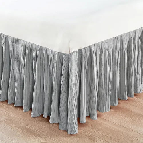 Home Soft Things Falda de cama plisada de microfibra, diseño elegante envolvente de microfibra sólida con caída de 18 pulgadas, ropa de cama con