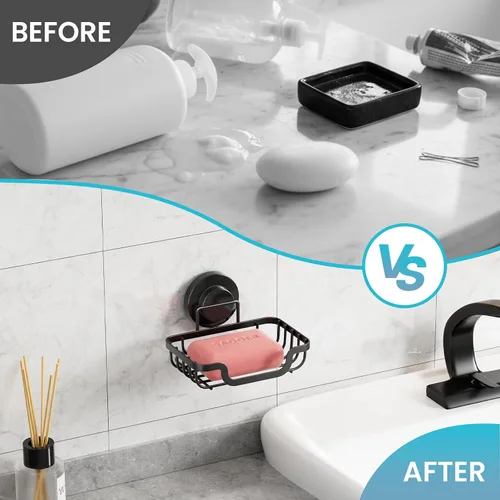 Miniatura 7 de TAILI - Jabonera con ventosa para jabón, porta-champú de barra para pared de ducha, bandeja de ahorro de jabón con drenaje para baño, soporte