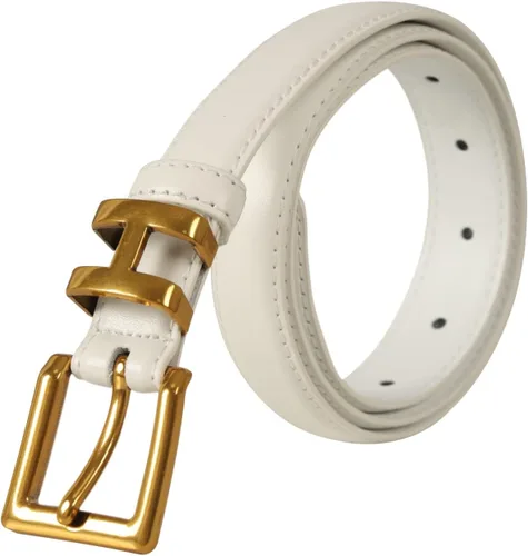 Miniatura 6 de Cinturón de cuero clásico con hebilla de metal para mujer con vestido de jeans