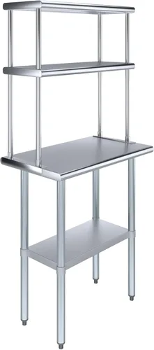 Miniatura 12 de AmGood Mesa de trabajo de acero inoxidable con estante de doble nivel de 12 pulgadas de ancho Combo de mesa de preparación de cocina y estantes