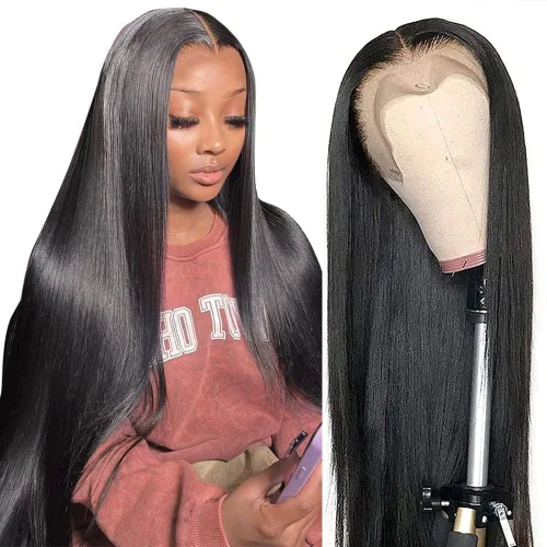 Miniatura 11 de tobasew Pelucas de cabello humano lacio con encaje frontal transparente HD de 13 x 6 pulgadas, densidad 200, pelucas de cabello humano para mujeres