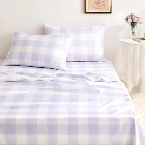 Miniatura 8 de Wake In Cloud - Sábanas de cuadros a cuadros, juego de sábanas de 4 piezas, ropa de cama estética geométrica a cuadros a cuadros, bolsillo profundo