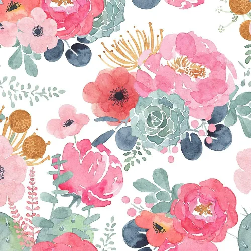 Papel tapiz autoadhesivo para despegar y pegar, diseño de cactus floral, color rosa, azul marino, vinilo autoadhesivo para niñas, mujeres,