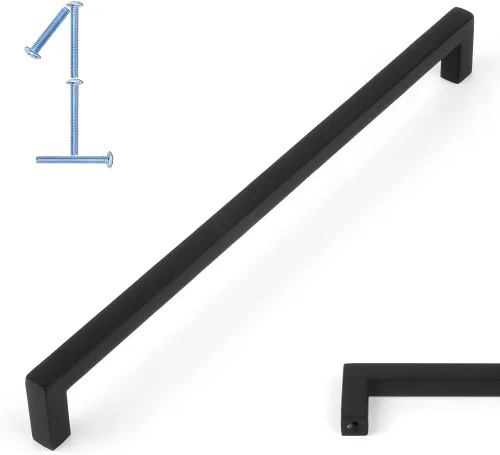 Miniatura 62 de KOOFIZO Paquete de 10 pomos negros para gabinete, pomos negros mate para cajones, K08, tiradores cuadrados de un solo agujero para gabinetes
