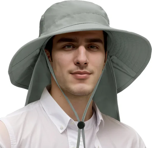 Miniatura 9 de Catalonia Sombrero de sol para hombre, sombrero de ala ancha para exteriores con solapa para el cuello, para pesca, senderismo, safari, jardinería