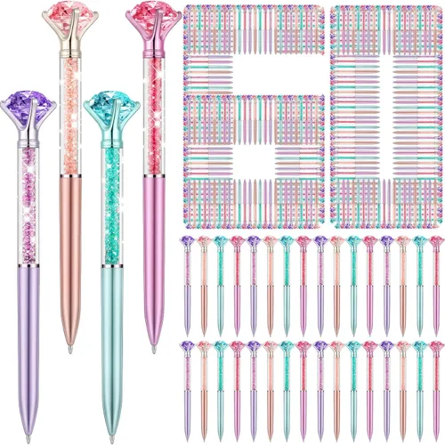 Miniatura 7 de Zhehao 60 piezas de bolígrafos de gran cristal con diamantes, bolígrafos brillantes a granel con brillo, piedras de strass, tinta negra, suministros
