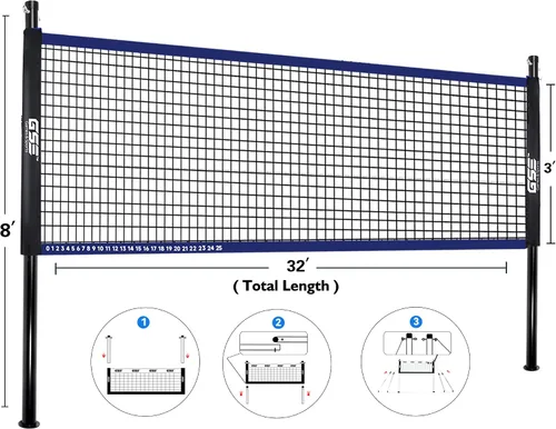 Miniatura 2 de GSE Games & Sports Expert Outdoor Badminton and Volleyball Combo Set, Yard Net Game Set with Ball, Pump, Boundary Line and Carry Bag for Backyard